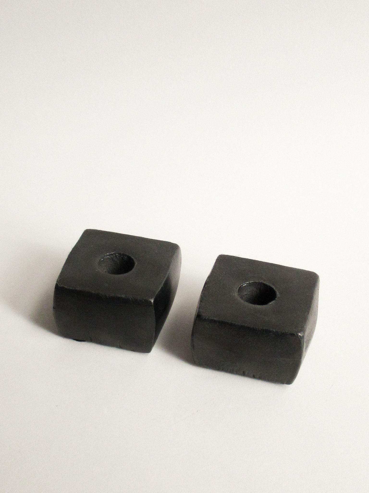 Brutalist Cast Iron Candle Holders, Set of 2