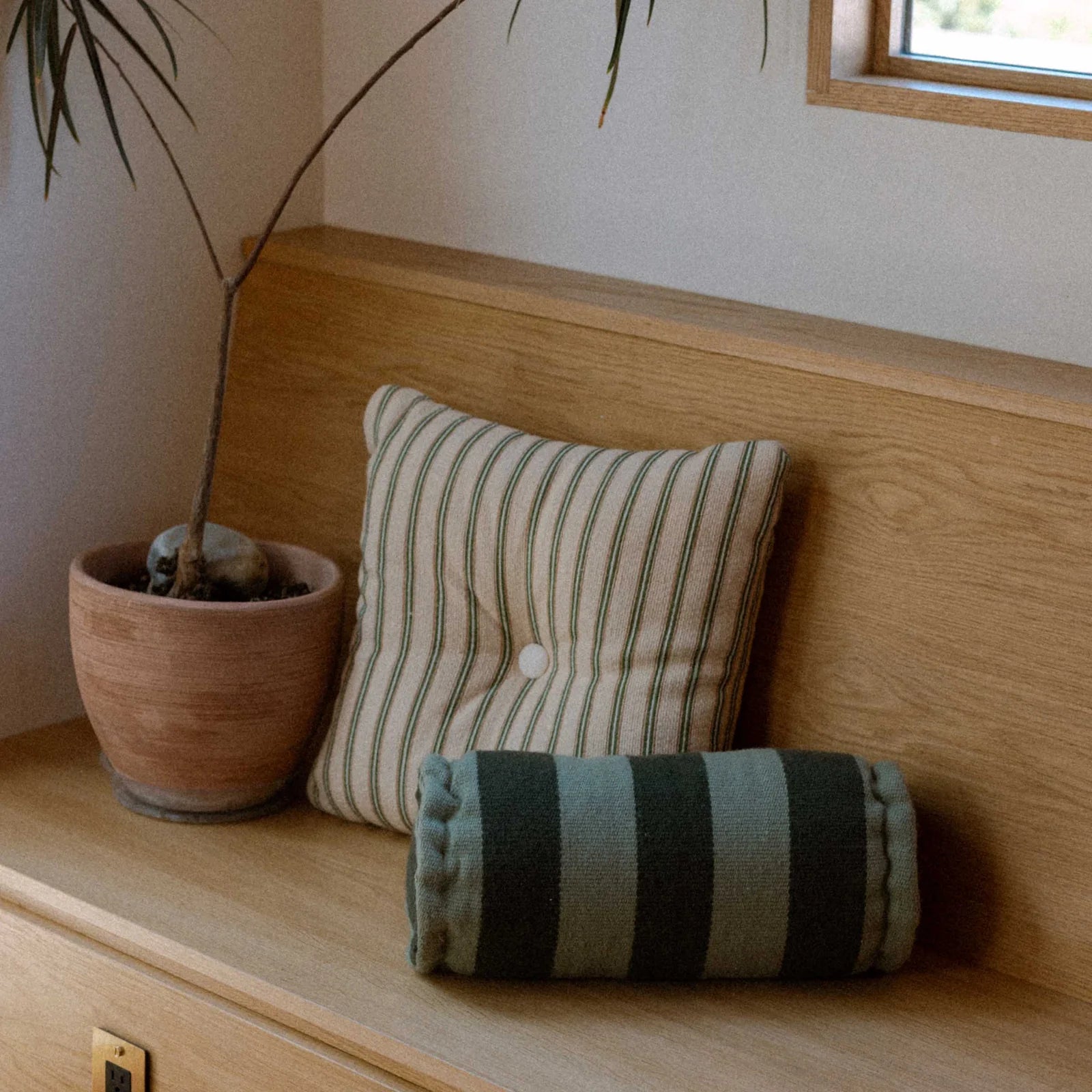 Hugo Bolster Pillow, Pine Stripe