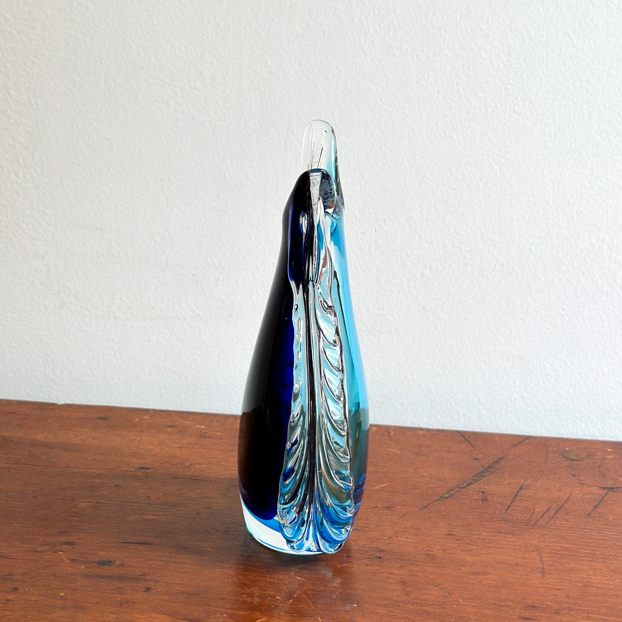 Mid-Century Hand-Blown Sommerso Blue Glass Vase