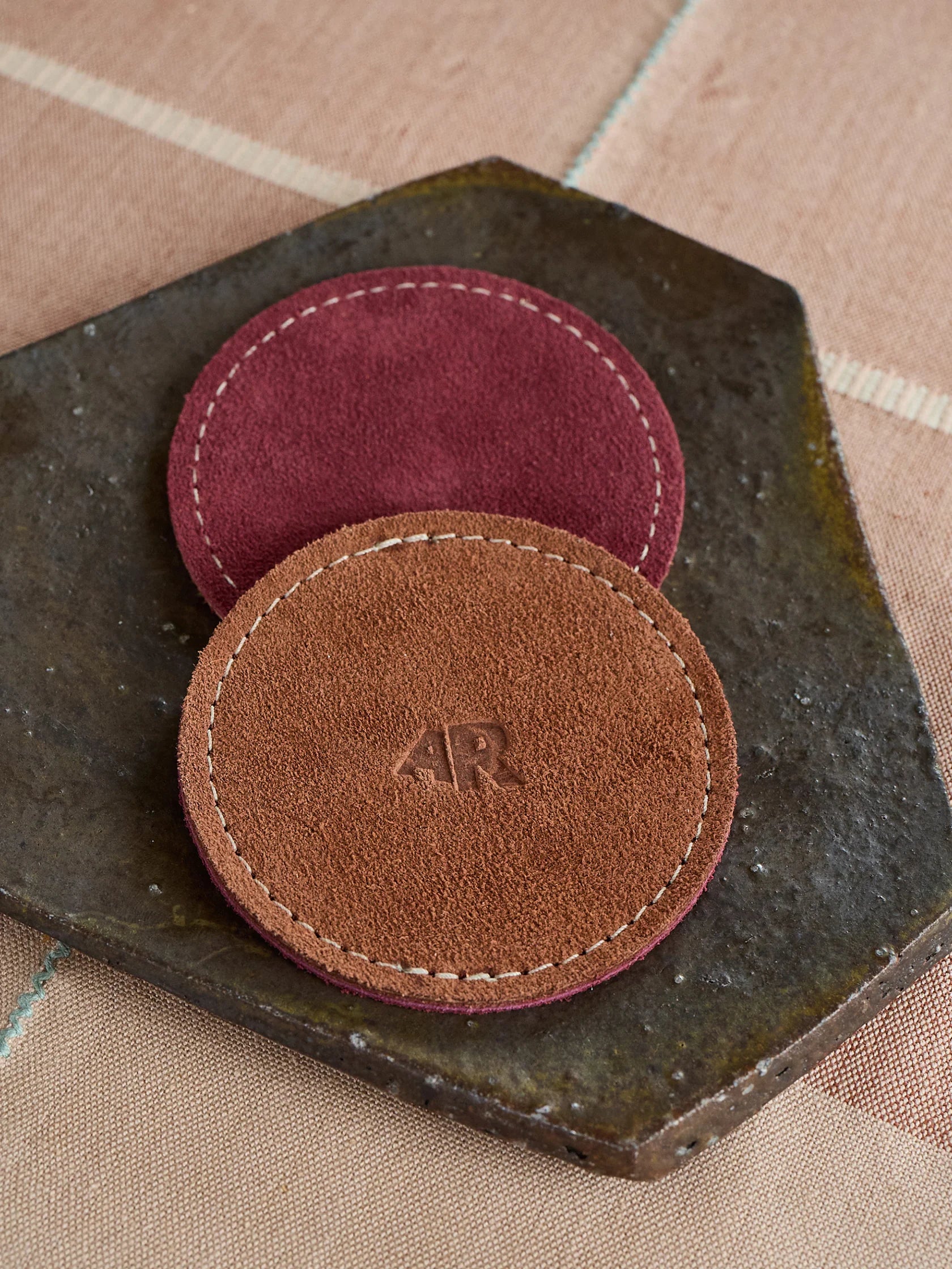 Suede Coasters, Set of 4, Eggplant