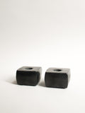 Brutalist Cast Iron Candle Holders, Set of 2