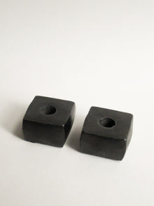 Brutalist Cast Iron Candle Holders, Set of 2