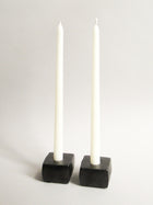Brutalist Cast Iron Candle Holders, Set of 2