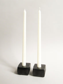 Brutalist Cast Iron Candle Holders, Set of 2