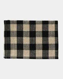 Thick Linen Kitchen Cloth, Black and Natural Check