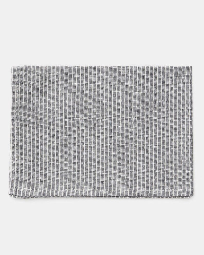 Linen Kitchen Cloth, Thin Grey White Stripe