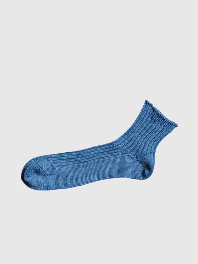 Linen Ribbed Socks, Blue