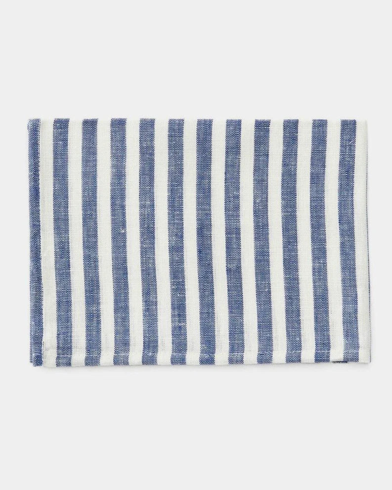 Linen Kitchen Cloth, Blue White Stripe