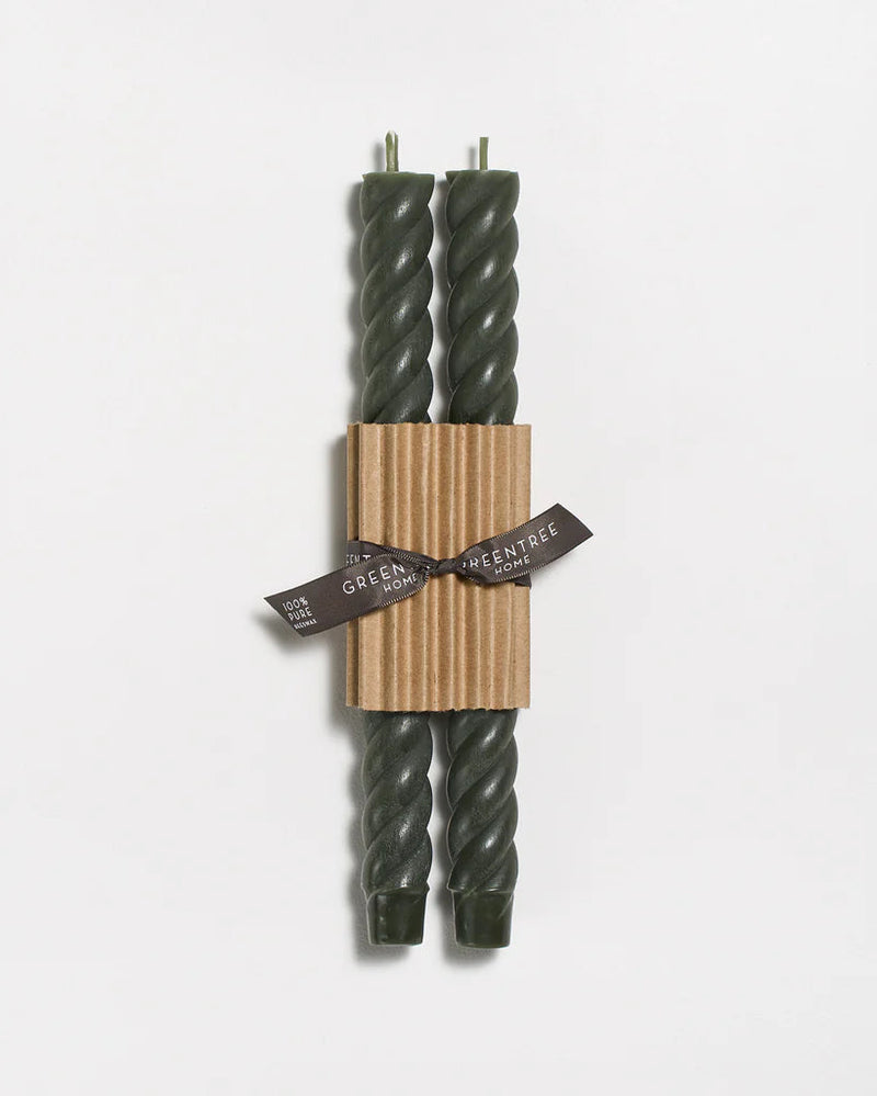 10" Rope Taper Candles, Antique (Dark Green)