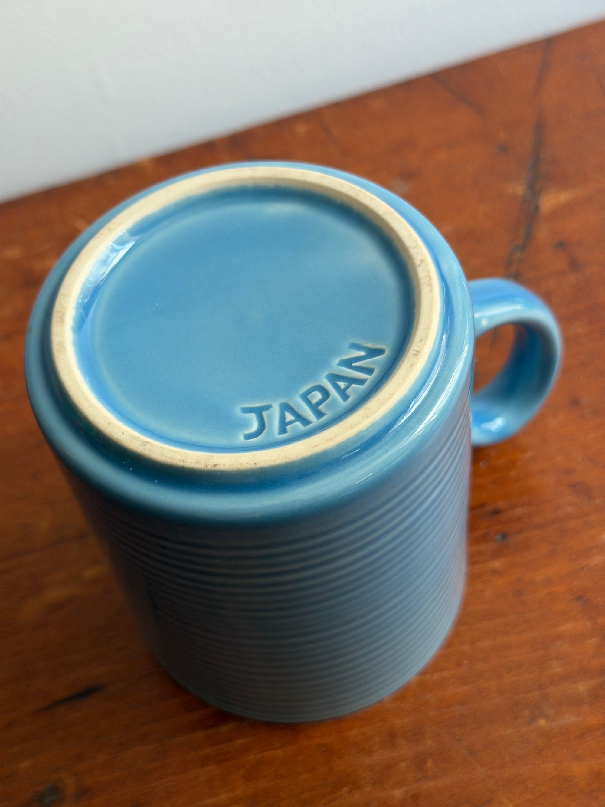 Mid-Century Sky Blue Ceramic Mug, Japan