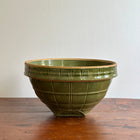 Vintage McCoy Olive Green Serving Bowl, Windowpane Design