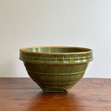 Vintage McCoy Olive Green Serving Bowl, Windowpane Design