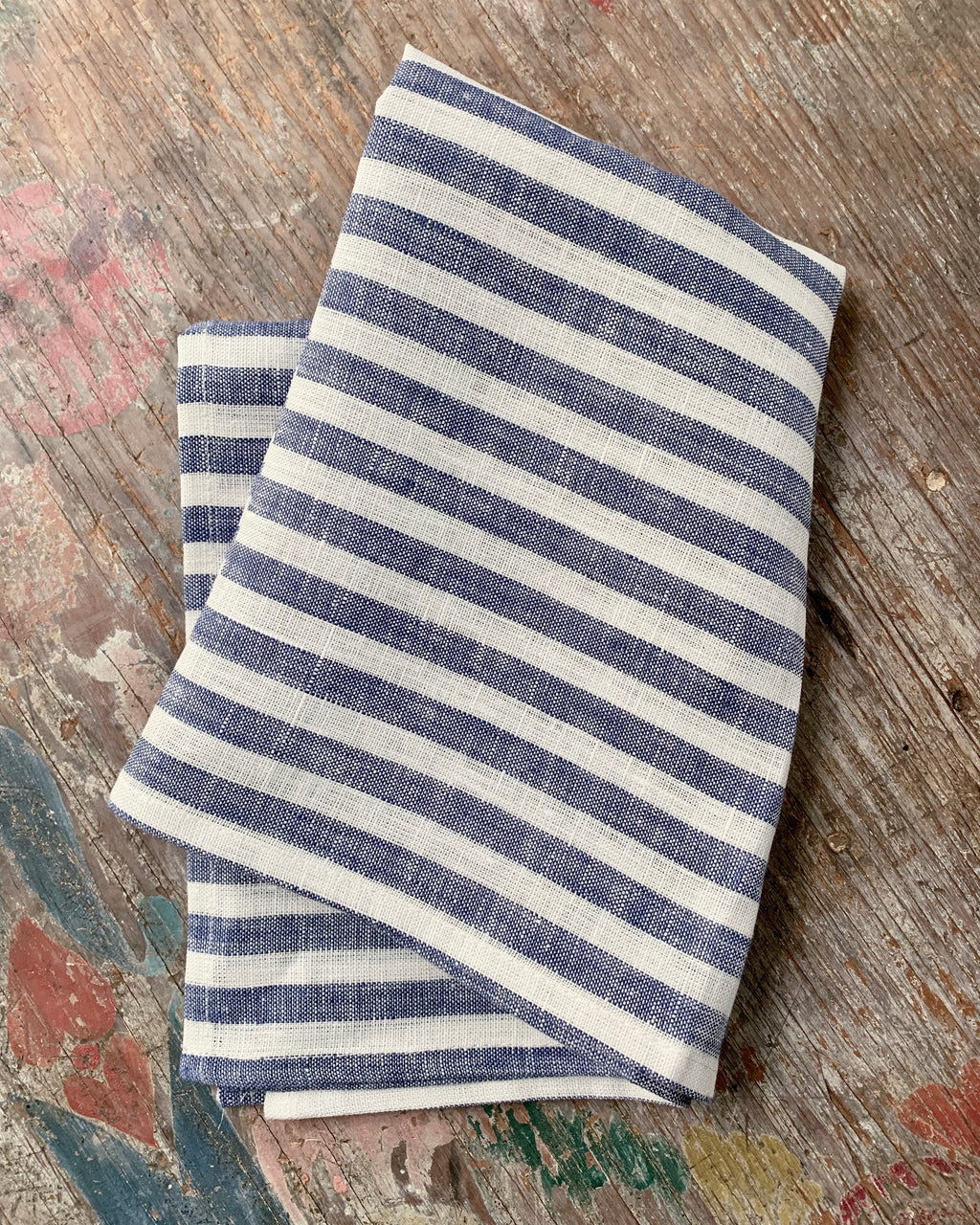 Linen Kitchen Cloth, Blue White Stripe