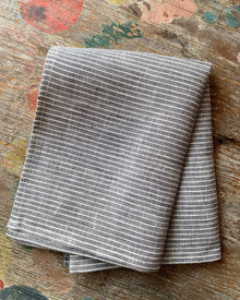 Linen Kitchen Cloth, Thin Grey White Stripe