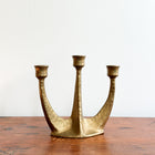 1960s Brutalist Cast Bronze 3-Arm Candelabra