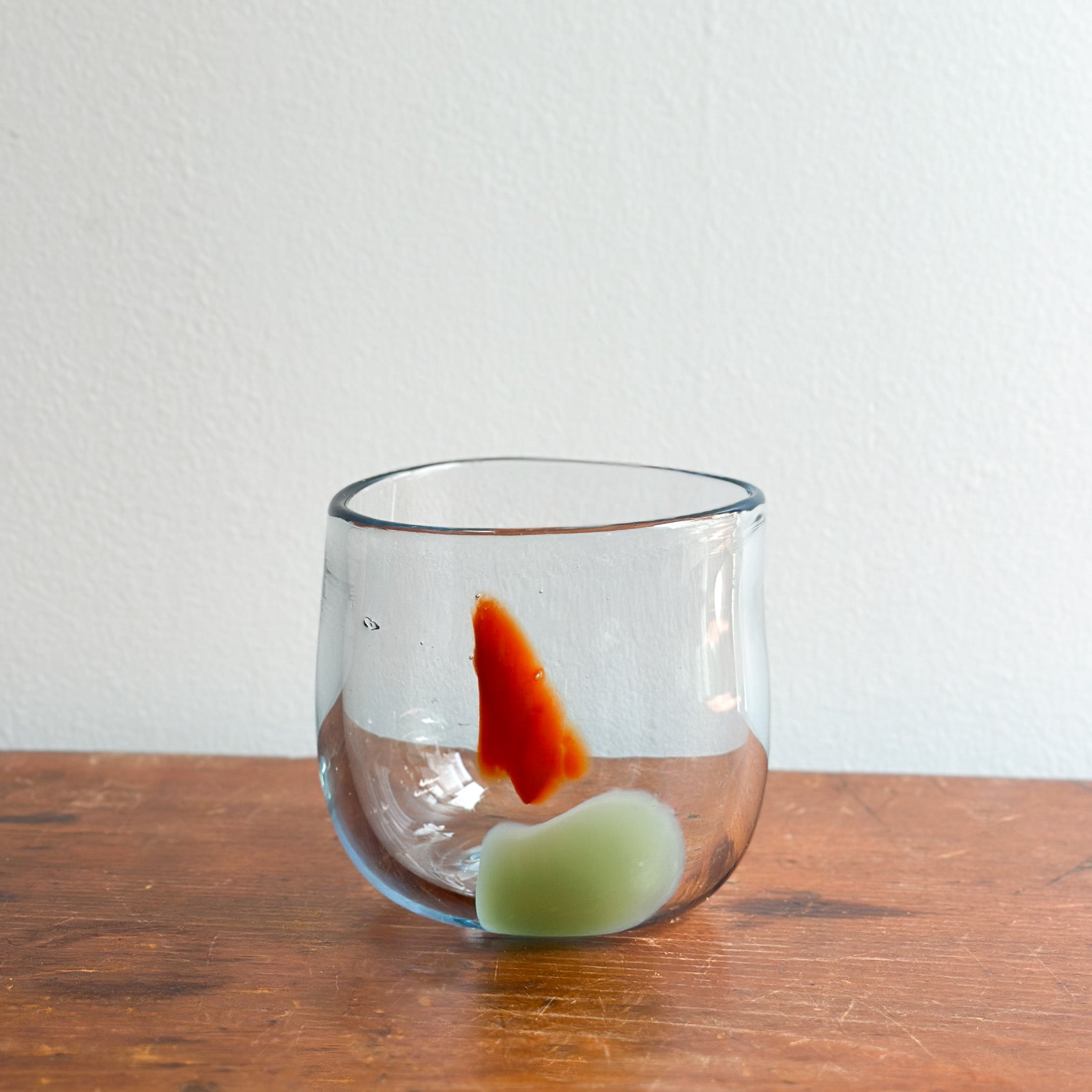 Hand-Blown Glass Vessel, Orange/Mint