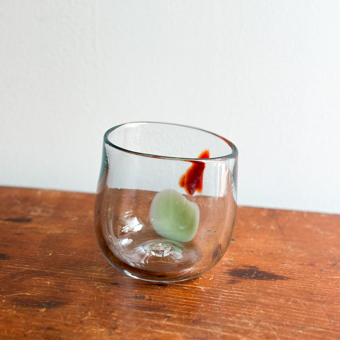 Hand-Blown Glass Vessel, Orange/Mint