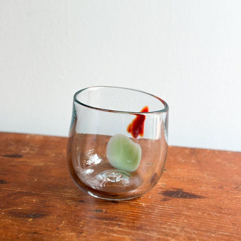 Hand-Blown Glass Vessel, Orange/Mint