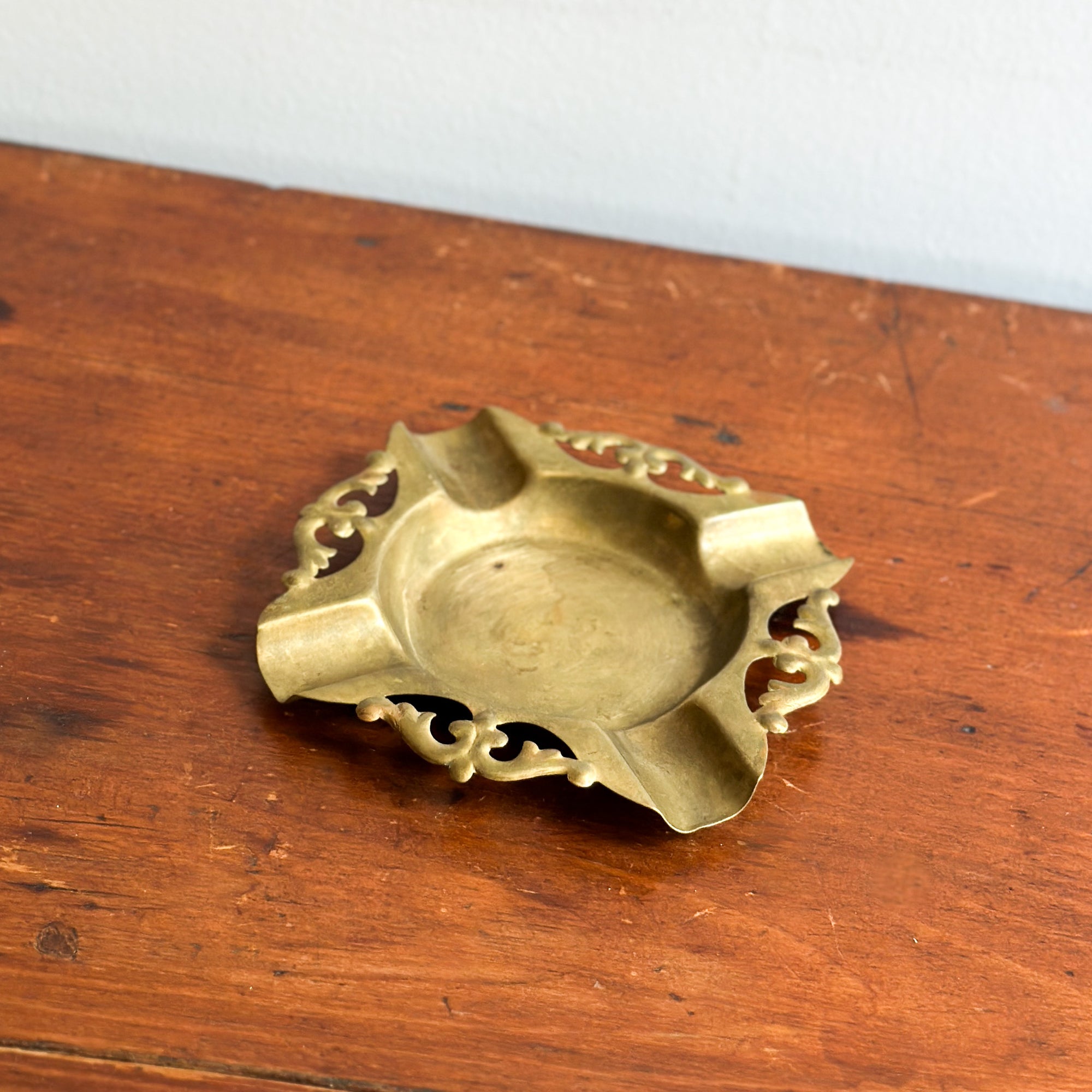 Antique Art Nouveau Brass Ashtray, 1890s