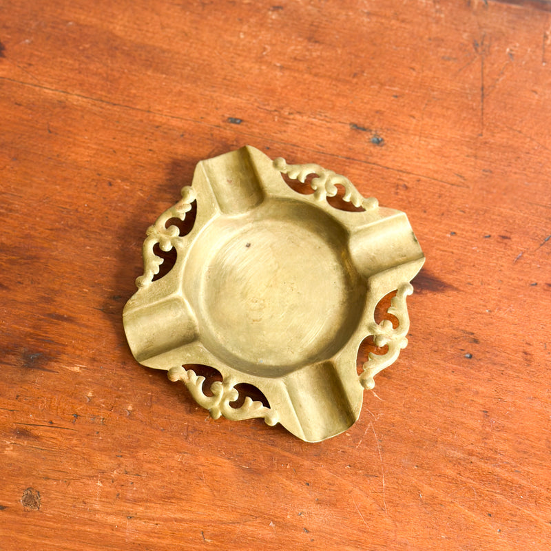 Antique Art Nouveau Brass Ashtray, 1890s