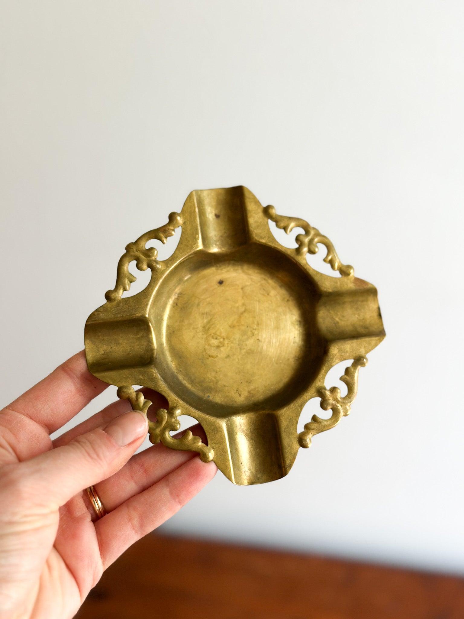 Antique Art Nouveau Brass Ashtray, 1890s