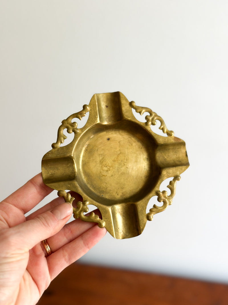 Antique Art Nouveau Brass Ashtray, 1890s