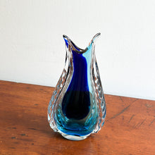 Mid-Century Hand-Blown Sommerso Blue Glass Vase