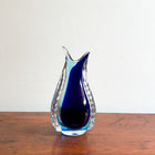 Mid-Century Hand-Blown Sommerso Blue Glass Vase