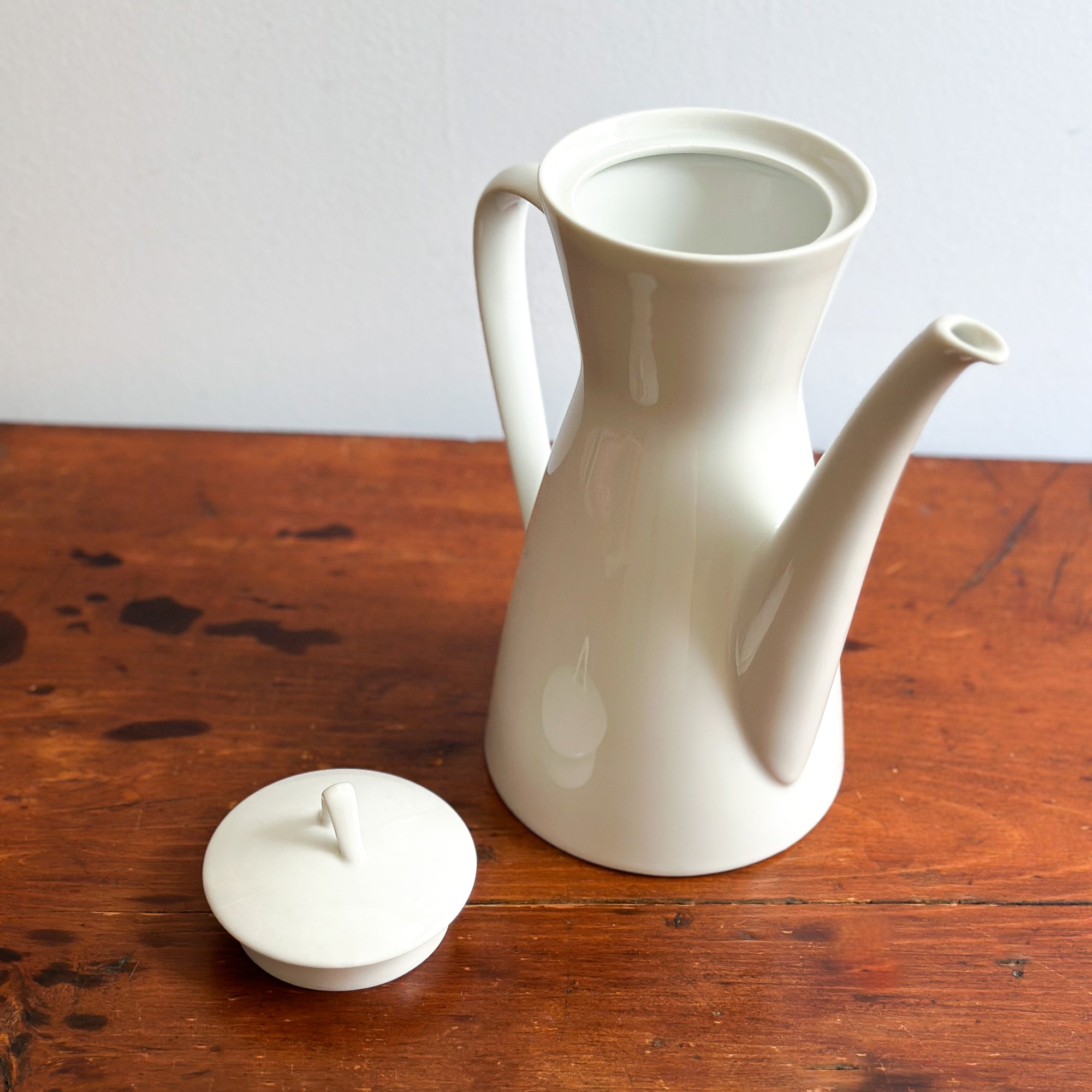 1950s White Porcelain Coffee Pot, Rosenthal, Germany