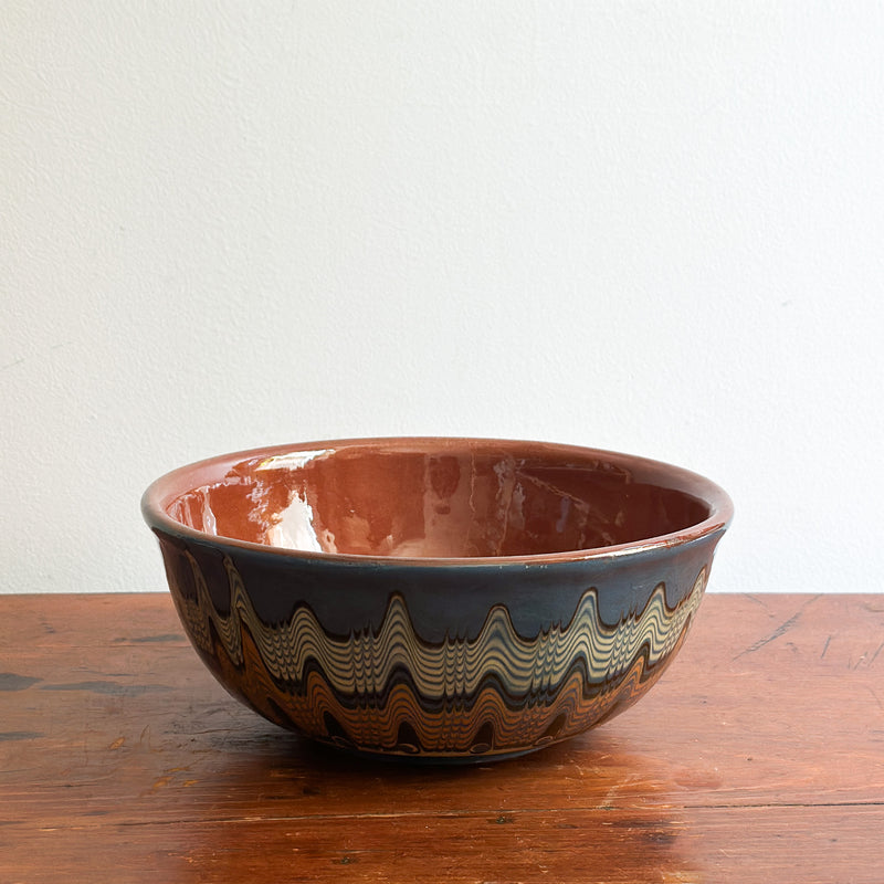 Vintage Bulgarian Redware Pottery Bowl