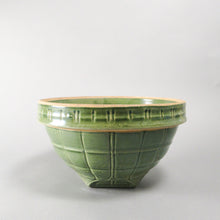 Vintage McCoy Olive Green Serving Bowl, Windowpane Design