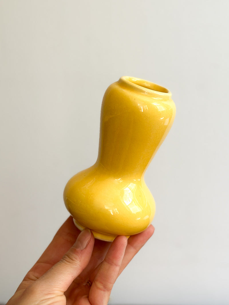 Vintage Curvy Yellow Vase