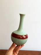 Vintage Celadon Vase with Oxblood Stripe, Japan