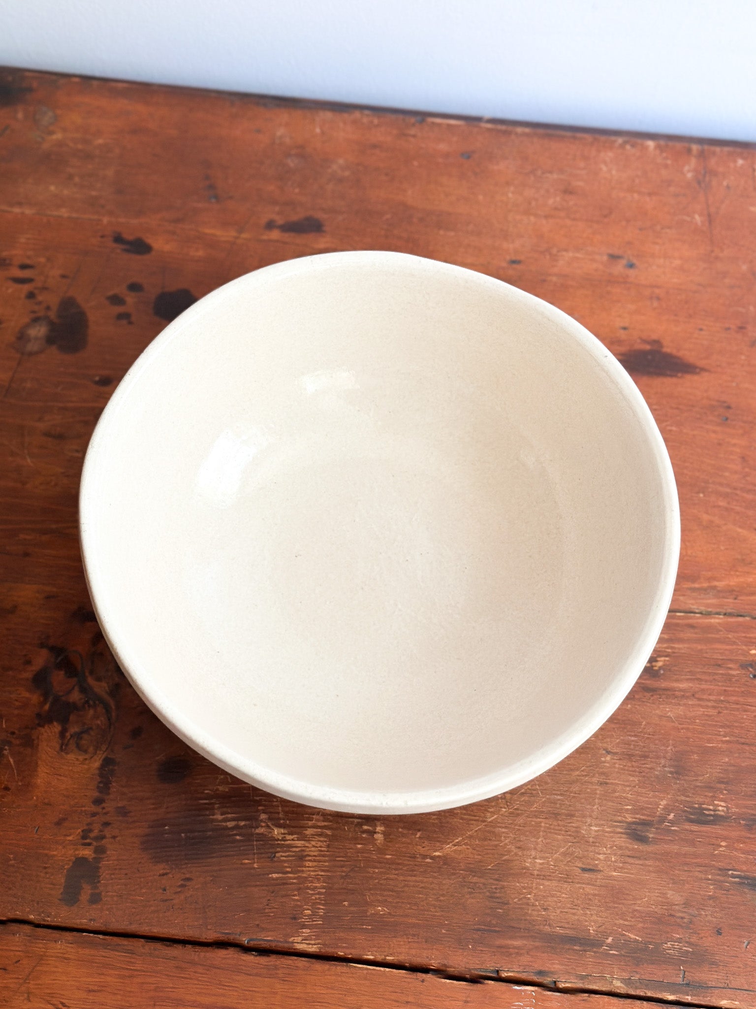 Vintage Stoneware Mixing Bowl, Cream Glaze