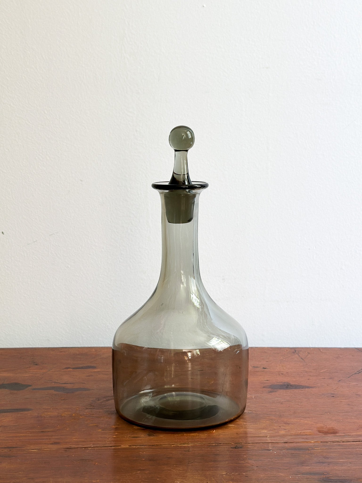 Mid-Century Smoky Gray Glass Decanter