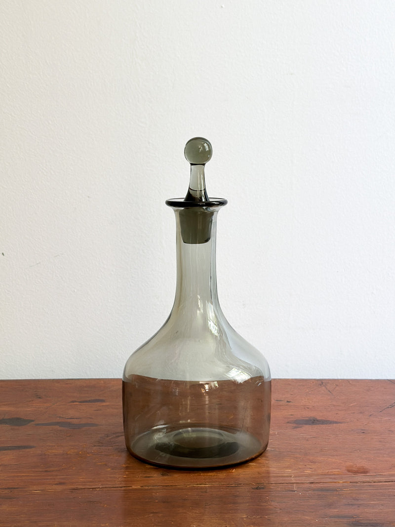 Mid-Century Smoky Gray Glass Decanter