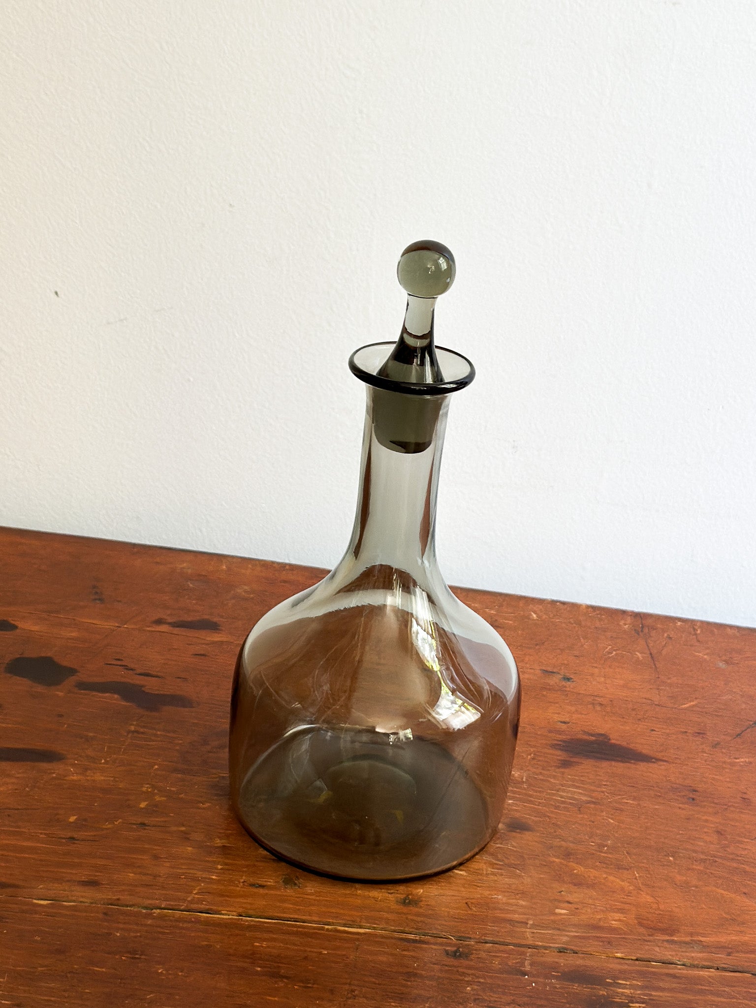 Mid-Century Smoky Gray Glass Decanter