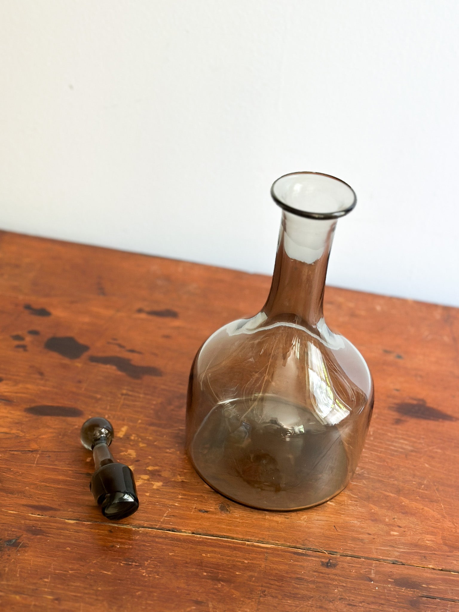 Mid-Century Smoky Gray Glass Decanter