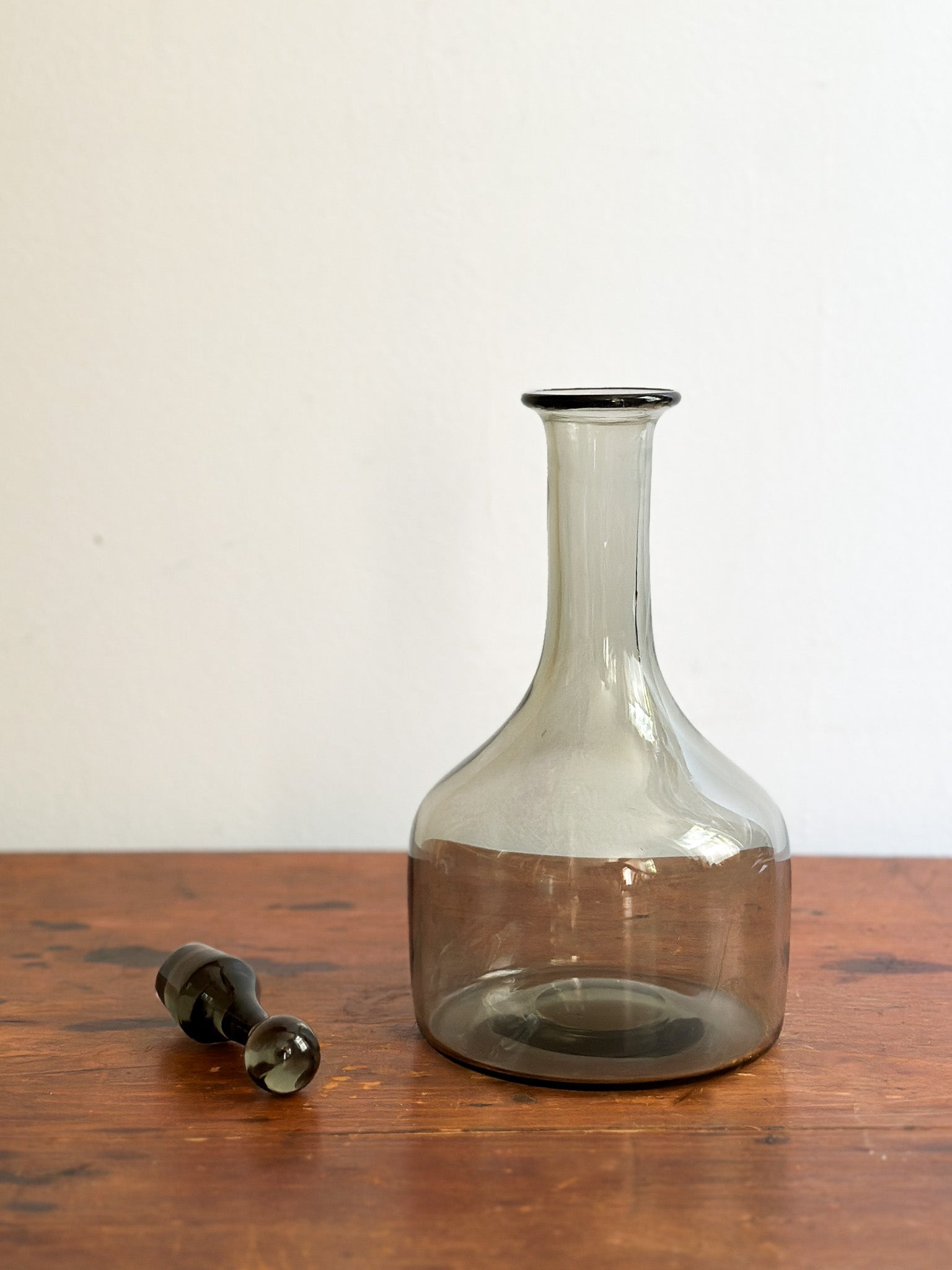 Mid-Century Smoky Gray Glass Decanter
