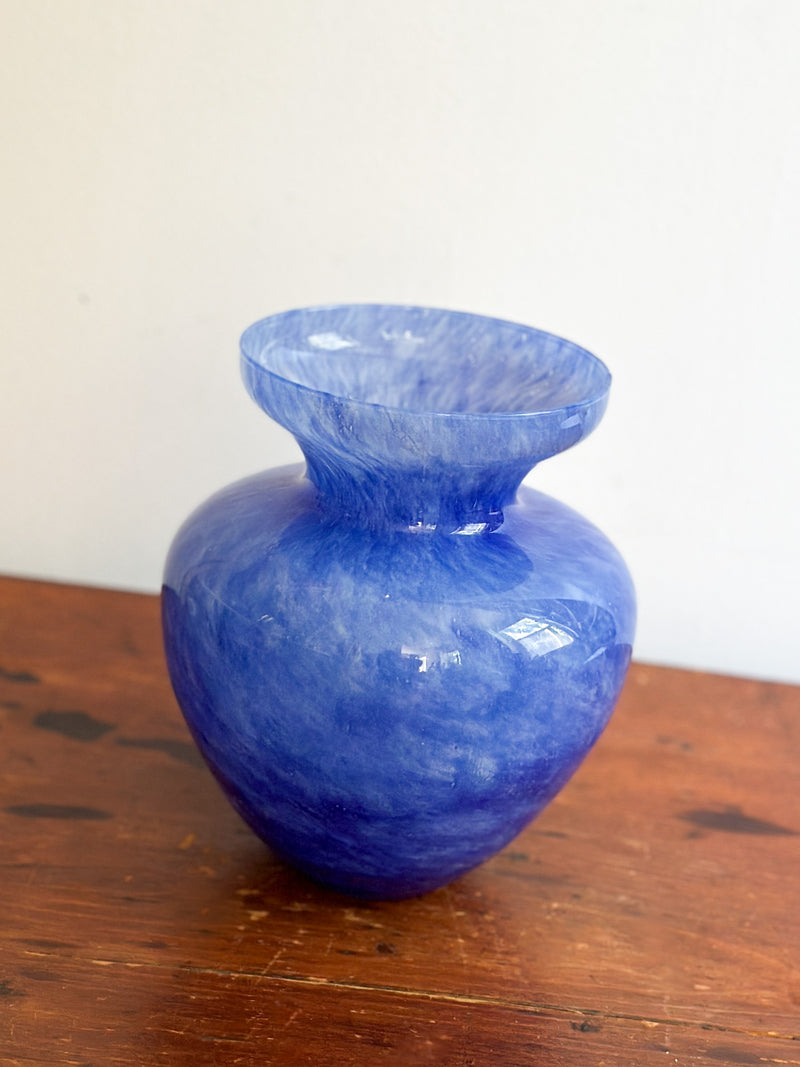 Vintage Blue Murano Style Glass Vase