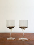 Vintage Smoky Crystal Wine Glasses, Set of 2