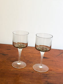 Vintage Smoky Crystal Wine Glasses, Set of 2