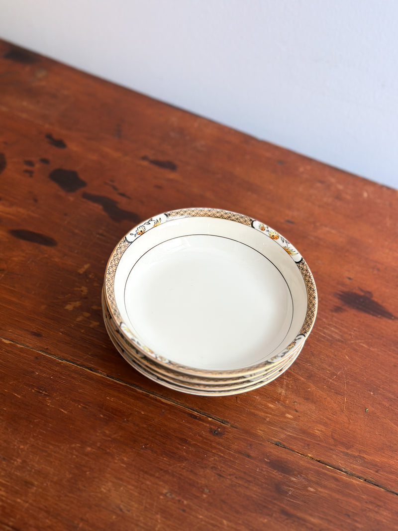 Vintage Dish with Yellow Flower Border, Japan