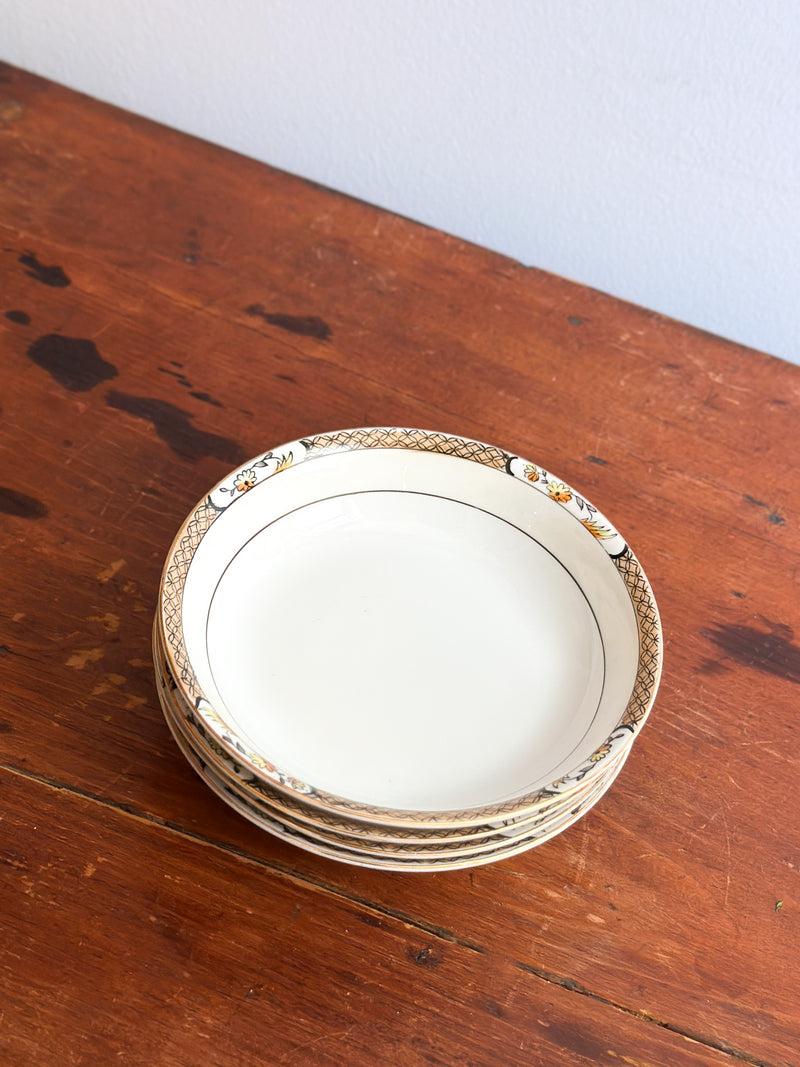 Vintage Dish with Yellow Flower Border, Japan