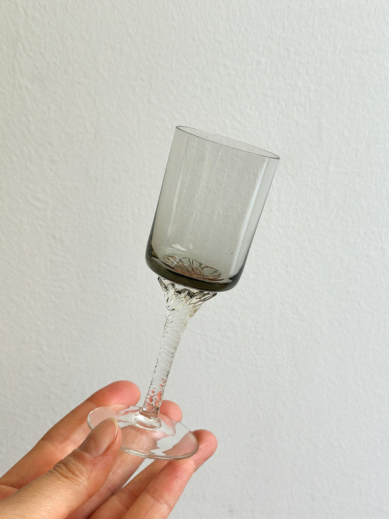 Vintage Smoky Crystal Cordial Glasses, Set of 2