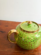 MCM Lime Green Ceramic Teapot with Squiggles