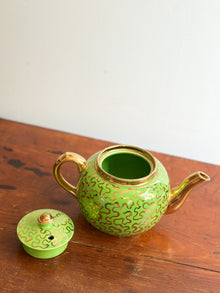 MCM Lime Green Ceramic Teapot with Squiggles