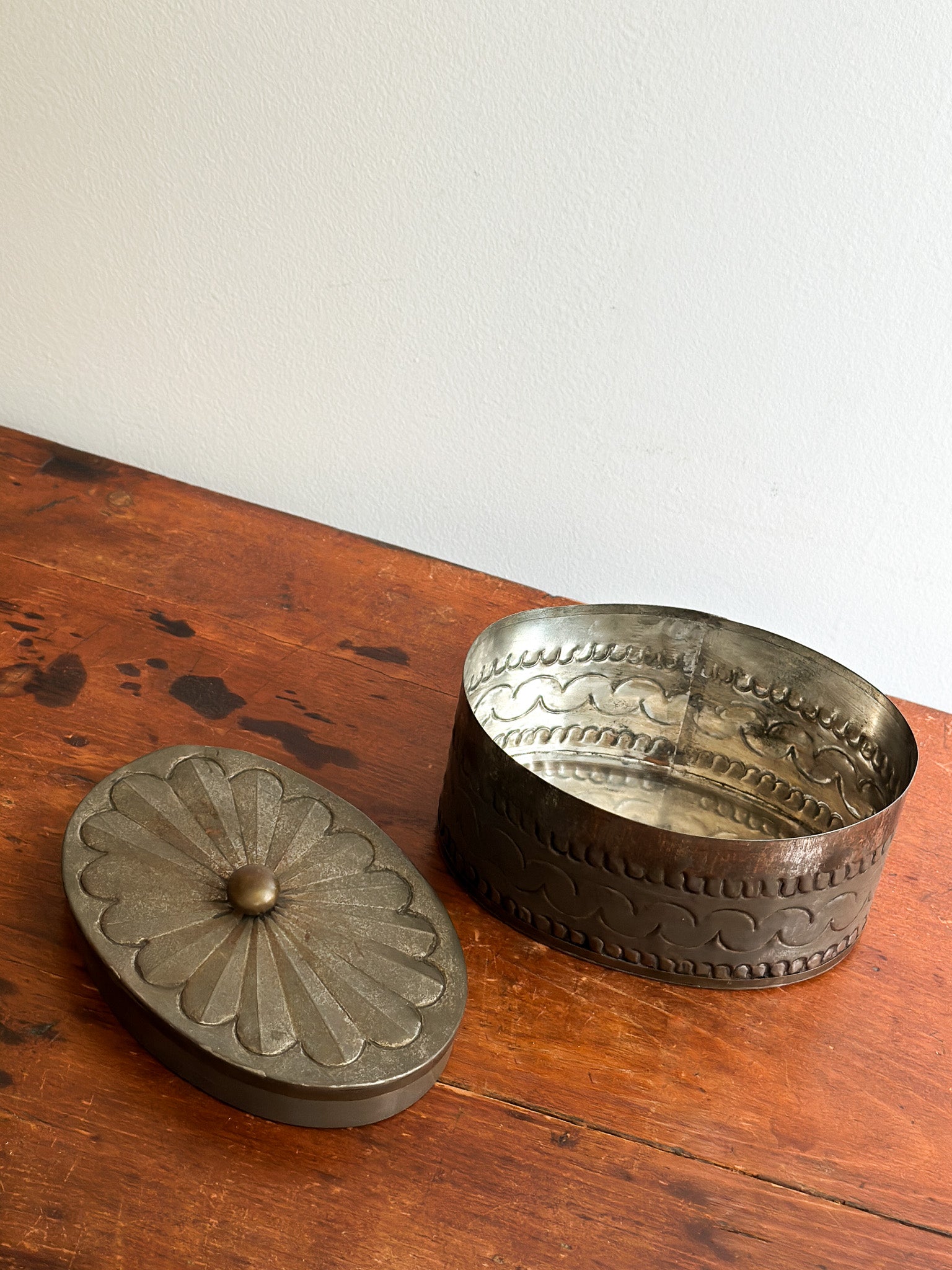 Vintage Embossed Tin Canister, Mexico