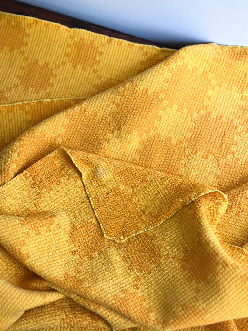 Vintage Woven Yellow & Orange Sunburst Tablecloth