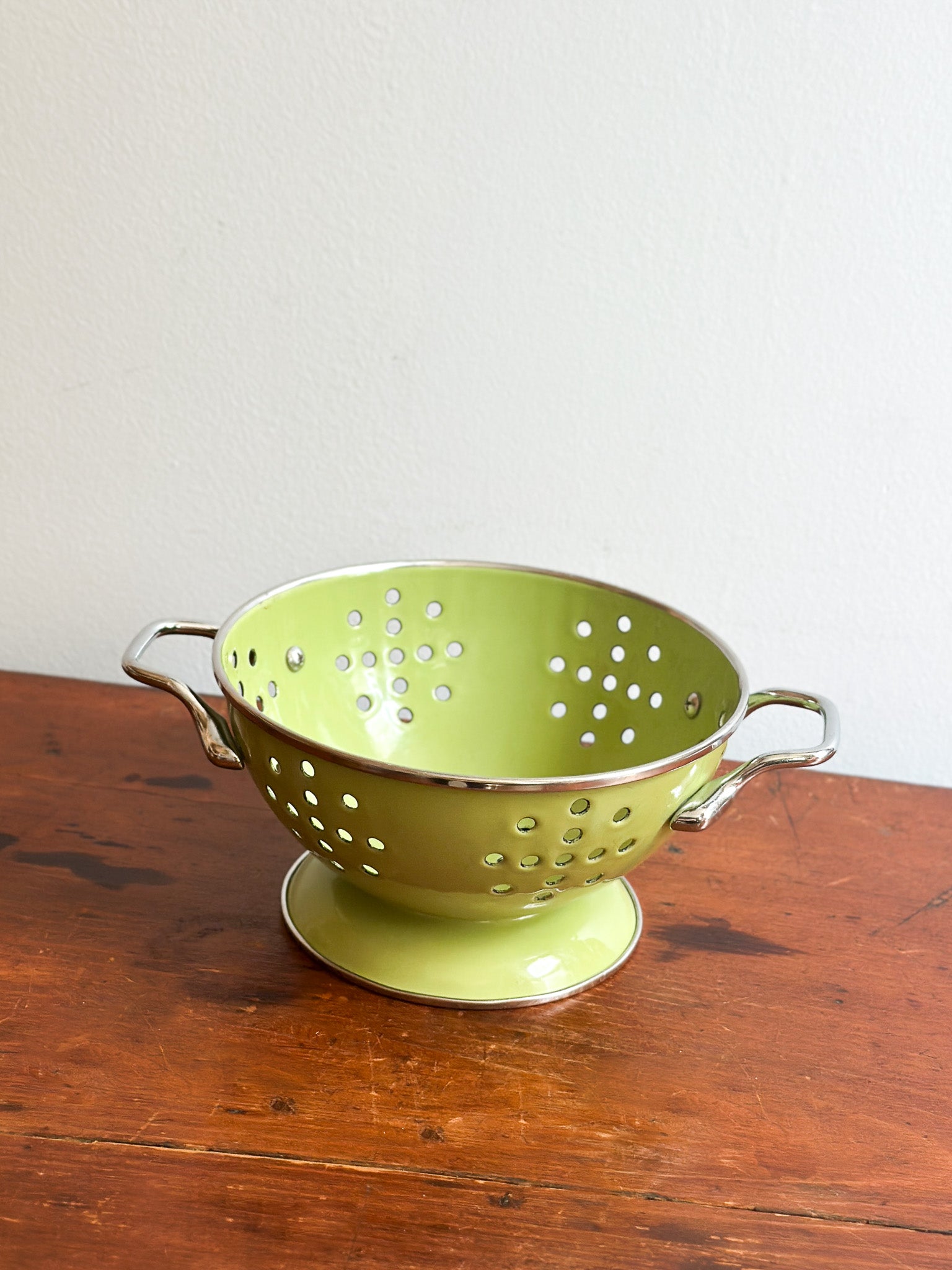 Vintage Chartreuse Metal Colander